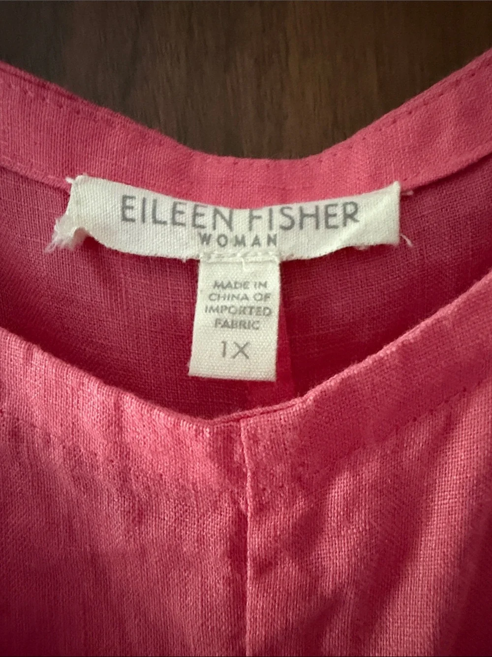 Eileen Fisher Coral High-Low Layered Hem Sleeveless Dress - Picture 2 of 2